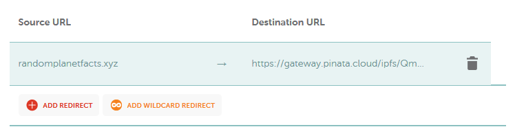 Redirecting a source URL to an IPFS Hash link within Namecheap.